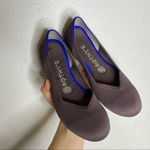 Rothy’s Mink Color Round Toe Flats with Blue Trim
